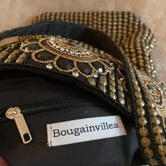 Chic Beaded Black and Gold Shoulder Bag - Picture 2 of 7